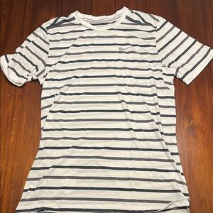 Nike Black and White Striped Men's Dri-Fit running shirt
